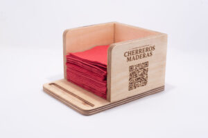Servilletero de Madera Personalizado con QR y Logo